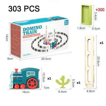 Kids Automatic Laying Domino Train Electric Car Dominoes Set Brick Blocks Kits Games Educational Toys Children DIY Toy Boys Gift